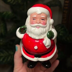 Vintage Kitsch Christmas Santa Claus Handpainted Ceramic Planter Vase